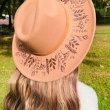 Fox & Fable - Vegan Felt Wide Brim Hat - XL Brim - Caramel - Botanicals