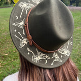 Fox & Fable - Vegan Felt Wide Brim Hat - Olive - Luna Moths