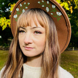 Fox & Fable - Vegan Felt Wide Brim Hat - Caramel - White Floral