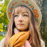 Fox & Fable - Vegan Felt Wide Brim Hat - Cream - Poppies