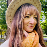 Fox & Fable - Vegan Felt Wide Brim Hat - Cream - Gold Starburst