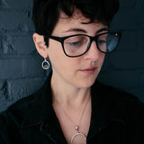 Circle Silver Earrings with Raw Meteorite