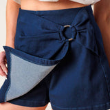 TAKING TIME OFF DENIM WOVEN SKORT