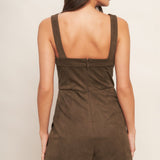 BROWN SUGAR GLOW FAUX SUEDE ROMPER