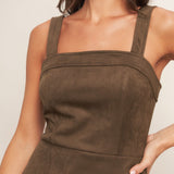 BROWN SUGAR GLOW FAUX SUEDE ROMPER