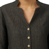 Linen Mandarin Collar Button-Up Long Shirt Jacket JORDAN