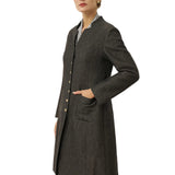 Linen Mandarin Collar Button-Up Long Shirt Jacket JORDAN