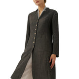 Linen Mandarin Collar Button-Up Long Shirt Jacket JORDAN