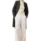 Linen Mandarin Collar Button-Up Long Shirt Jacket JORDAN