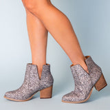 Fiera Glitter Booties in Pewter