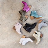 Fiera Glitter Booties in Pewter