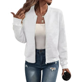 Solid-Color Zipper Stand-Collar Jacket