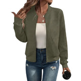 Solid-Color Zipper Stand-Collar Jacket
