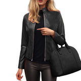Women’s Slim Fit Faux Leather Moto Jacket