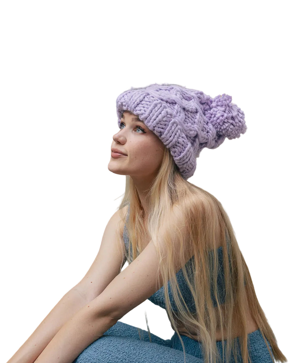 Oversized Chunky Knit Pom Beanie