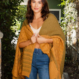 Dual-Toned Striped Wrap with Arm Openings