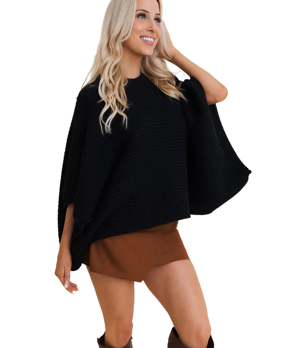 Urban Chic Ribbed Knit Sleeve Poncho