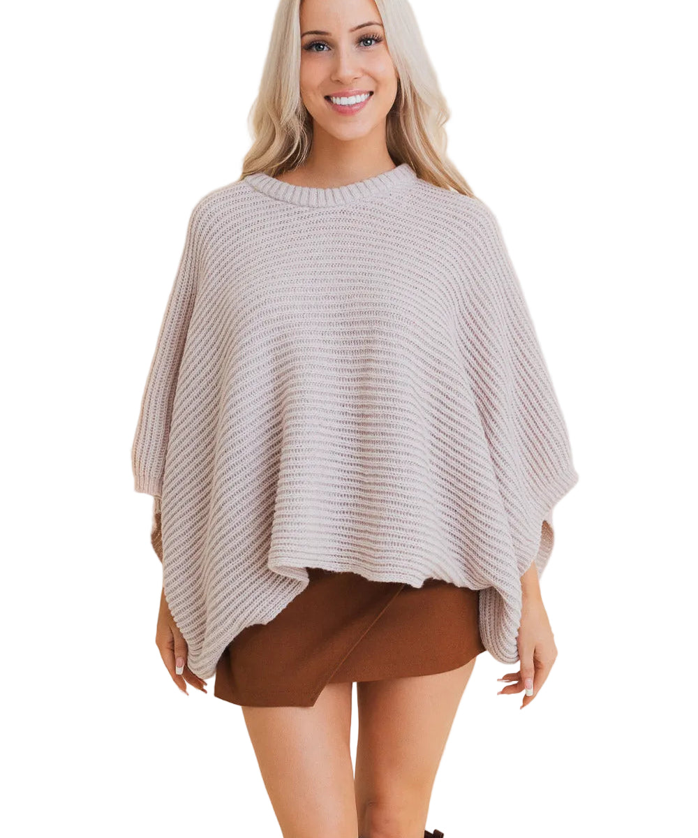 Urban Chic Ribbed Knit Sleeve Poncho
