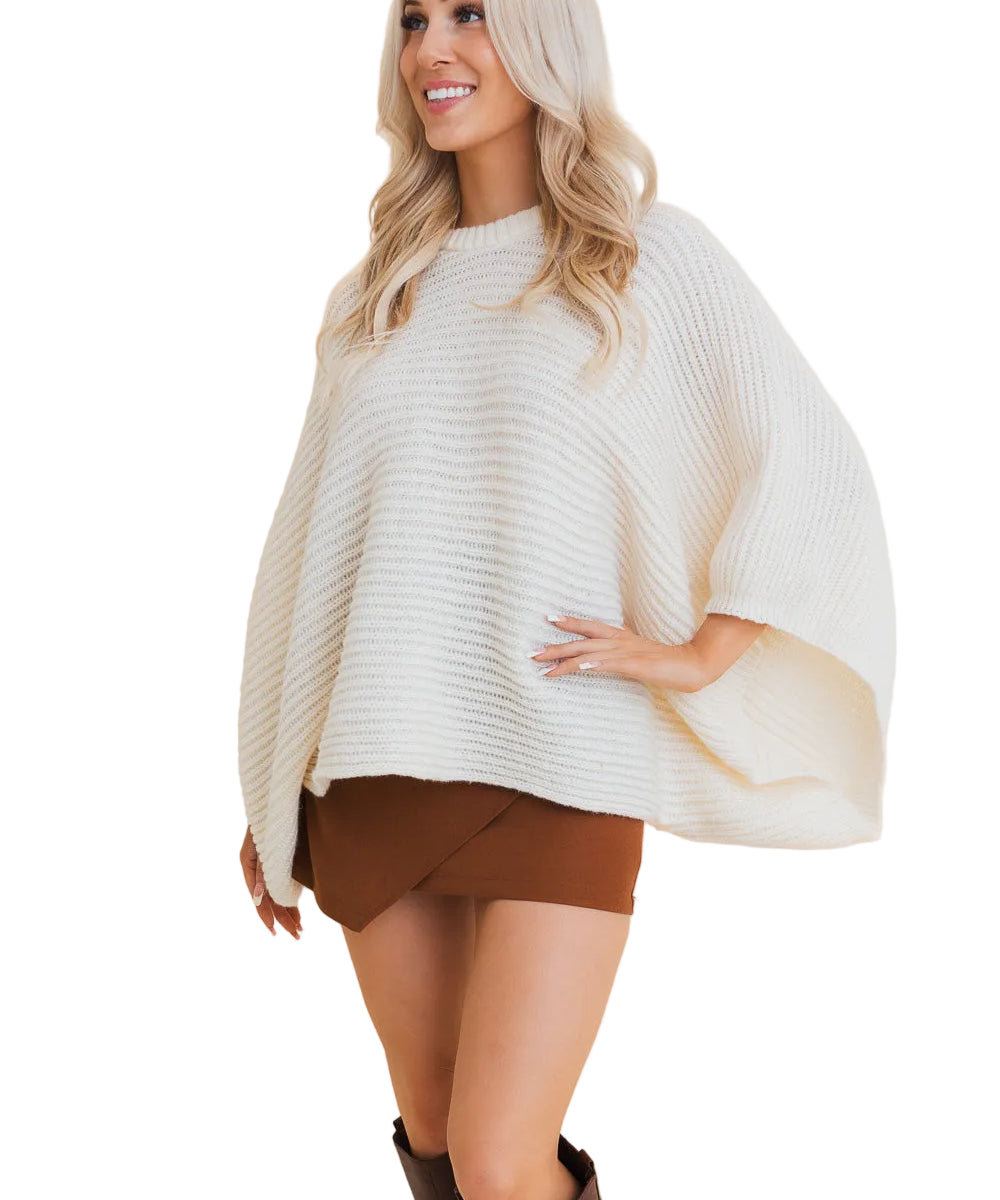 Urban Chic Ribbed Knit Sleeve Poncho