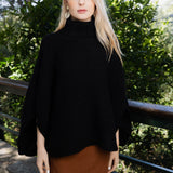 SnugStyle Turtleneck Ribbed Knit Poncho with Armholes