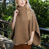 SnugStyle Turtleneck Ribbed Knit Poncho with Armholes