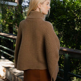 SnugStyle Turtleneck Ribbed Knit Poncho with Armholes