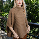 SnugStyle Turtleneck Ribbed Knit Poncho with Armholes