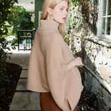 SnugStyle Turtleneck Ribbed Knit Poncho with Armholes