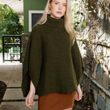 SnugStyle Turtleneck Ribbed Knit Poncho with Armholes