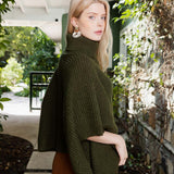 SnugStyle Turtleneck Ribbed Knit Poncho with Armholes