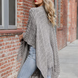 Diagonal Knit Tasseled Ruana