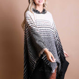Cuddly Herringbone Hooded Poncho