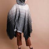Cuddly Herringbone Hooded Poncho