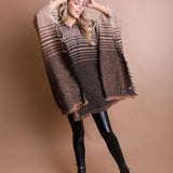 Cuddly Herringbone Hooded Poncho