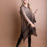 Cuddly Herringbone Hooded Poncho