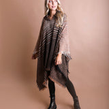Cuddly Herringbone Hooded Poncho