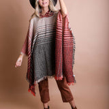 Cuddly Herringbone Hooded Poncho