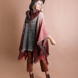 Cuddly Herringbone Hooded Poncho