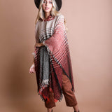 Cuddly Herringbone Hooded Poncho