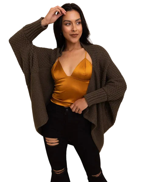 Cuddly Bat Sleeve Knit Cardigan