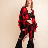 Classic Buffalo Check Tassel Ruana