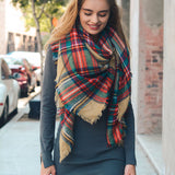 Flannel Frayed Edge Blanket Scarf