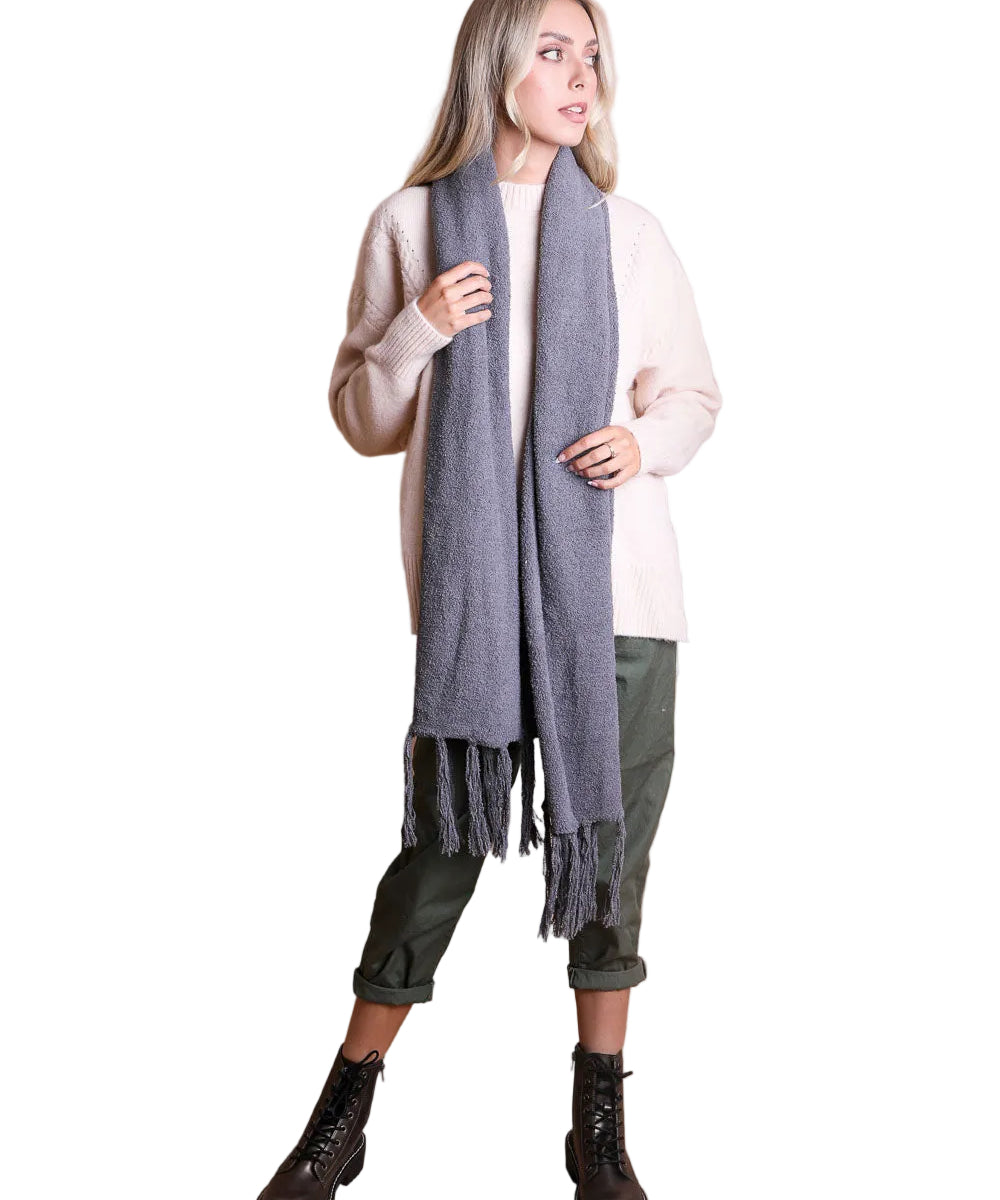 Ultra-Soft Boucle Tassel Scarf