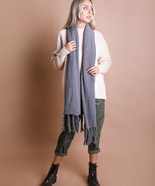 Ultra-Soft Boucle Tassel Scarf