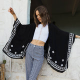 Floral Embroidered Sleeves Kimono
