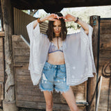 Floral Embroidered Sleeves Kimono