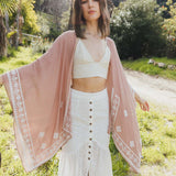 Floral Embroidered Sleeves Kimono