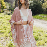 Floral Embroidered Sleeves Kimono