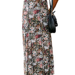 Brown Floral Print High Waist Maxi Skirt