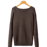 Dark Khaki Open Knit Drop Shoulder Sweater Cardigan